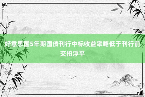 好意思国5年期国债刊行中标收益率略低于刊行前交拍浮平