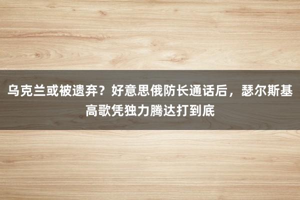 乌克兰或被遗弃？好意思俄防长通话后，瑟尔斯基高歌凭独力腾达打到底