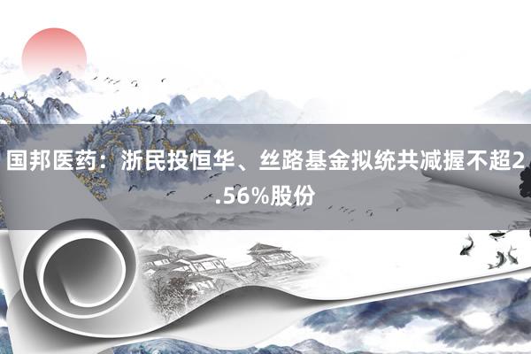 国邦医药：浙民投恒华、丝路基金拟统共减握不超2.56%股份