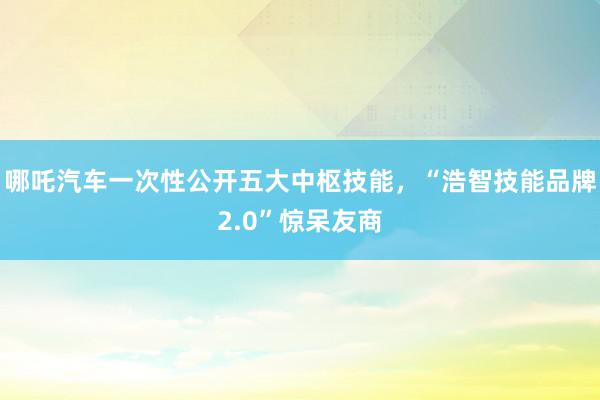 哪吒汽车一次性公开五大中枢技能，“浩智技能品牌2.0”惊呆友商